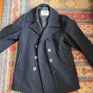 Schott NYC Men's Black Wool Peacoat